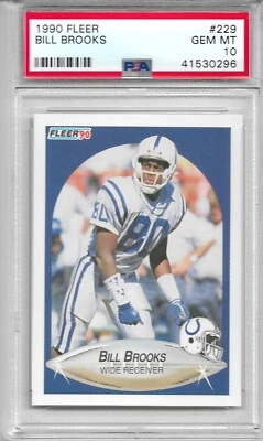 1990 FLEER #229 BILL BROOKS PSA 10 GEM MINT POP 1 INDIANAPOLIS COLTS - Image 1 of 2