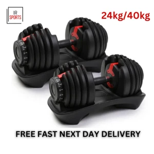 Adjustable Dumbbell 24kg/40 KG Home Gym Hand Dumbbells Fitness Exercise - Picture 1 of 7