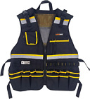Reflective Safety Tool Vest with Multi-Pockets and Zipper,Heavy Duty Tool Vest f