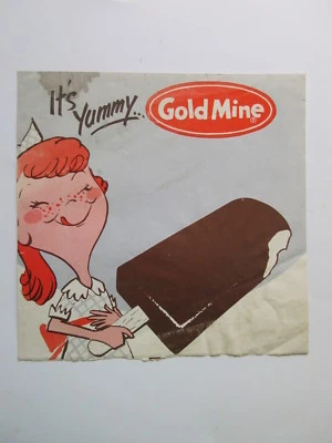 LETRERO DE HELADO DE MINA DE ORO ES DELICIOSO VINTAGE publicidad años 60 Foto 1 de 4