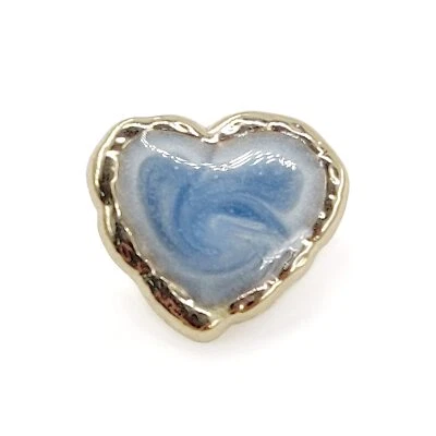 Heart Shape Blue Enamel Sewing Shank Buttons 20 Pcs - 12.5mm 1/2" - Image 1 of 4