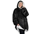 Bare Home Sherpa Fleece Wearable Blanket - Adult Size | Black | Factory Sealed