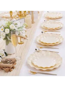 24pcs Reusable Plastic Plates - Unbreakable, Microwave - Safe, for Parties - Picture 1 of 10