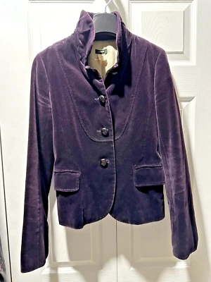 J. Chaqueta Blazer Crew Púrpura Oscuro Algodón Berenjena Terciopelo Forrada Talla 2 32x21 Foto 1 de 4