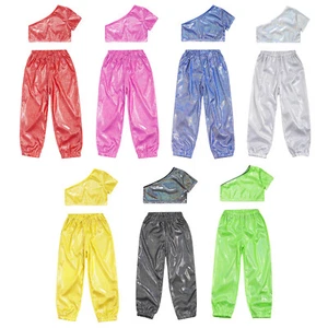 Girls Outfits Metallic Costume Stage Performance Set Kids Pants Sparkle Soft - Picture 1 of 66