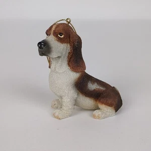 Ornamento natalizio cane Basset Hound vintage - rustico marrone e bianco vacanza - Foto 1 di 5