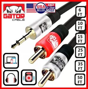AUX Auxiliary 3.5mm Audio Male to 2 RCA Y Male Stereo Cable Cord Wire Plug
