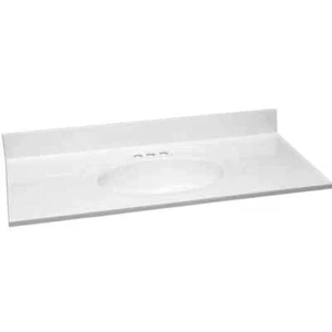 Design House 552174 43" Cultured Marble Vanity Top – Solid White, Integrated Sin - Picture 1 of 6