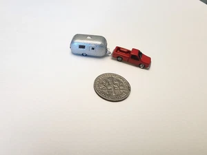 Z scale Truck & small Airstream camping trailer detailed model train detail r/s - Picture 1 of 4