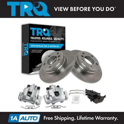 Pinzas de freno traseras TRQ pastillas y rotores de cerámica para BMW 328i 1998 Foto 1 de 4