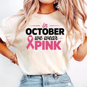 Im Oktober tragen wir rosa Sweatshirt, Brustkrebs Überlebenden Shirt, Team Krebs Aw - Bild 1 von 2