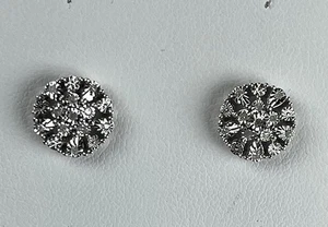 925 Sterling Silver Diamond Cluster Earrings Combined Shipping Avail! - Picture 1 of 8