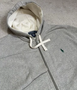 Polo Ralph Lauren Hoodie Sweatshirt Mens Size XL Full Zip Heavy Cotton Gray - Picture 1 of 13