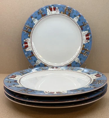 "4 platos de cena de colección Sakura muñeco de nieve Debbie Mumm 10 7/8"" - sin astillas ni grietas" Foto 1 de 4