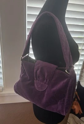 Bolso de Hombro Antiguo Azul Marino Y2K Terciopelo Púrpura con Cierre Magnético a Presión. 10”x7”x5” Foto 1 de 4