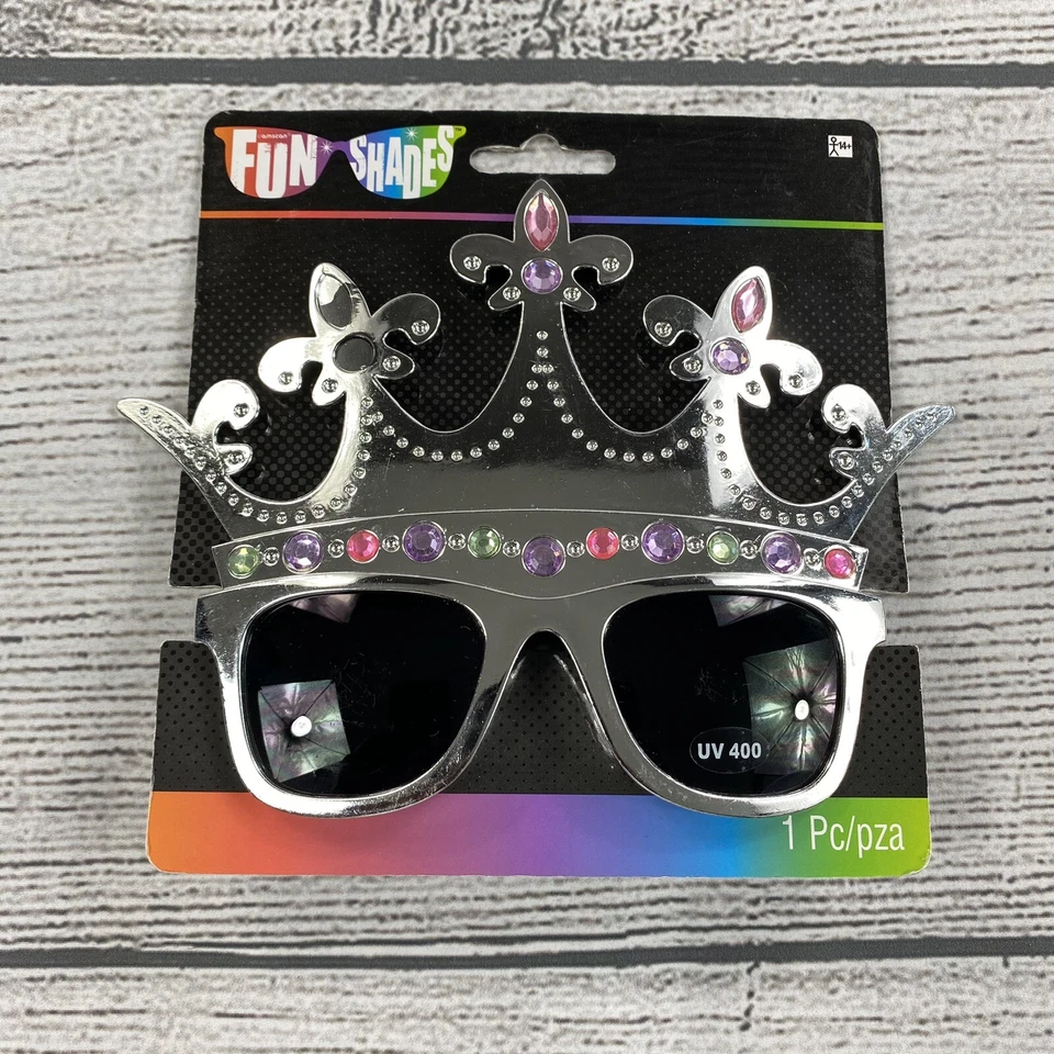 Divertidos Tonos con UV 400 Niñas Plata Corona Princesa Joya Diva Fiesta Gafas NUEVO Foto 1 de 1