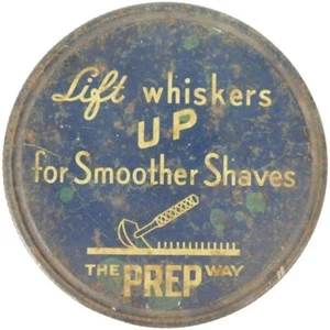 1920's - 1930's "The PREP" Way" "Lift whiskers UP for Smoother Shaves" Glass Jar - Picture 1 of 11