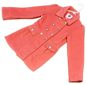 Total Girl Coat Pink Button Up Gold Overcoat Double Breasted Girls Coat XL 14/16 - Picture 1 of 9
