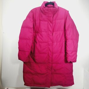 LL Bean Women's Goose Down Size Large Quilted Pink Full Zip Puffer Jacket Coat