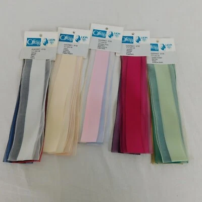 Offray Lion Ribbon Samples 5 Packs 4 Colors Each Sheer Edge Center Stripe Solid - Image 1 of 4