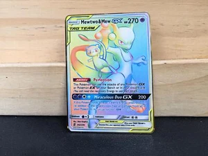 Mewtwo & Mew GX Rainbow Gold Metal Pokemon Card Collectible Gift/Display. 、 - Picture 1 of 8
