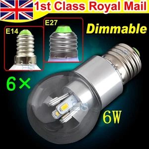 UK STOCK 6× Golf Bulb LED Ball Globe Light Dimmable Lamp E14 6W Clear WARM WHITE - Picture 1 of 1