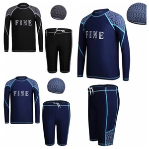 Kids Boys Tracksuit Sports Top With Shorts Swim Swimsuit Tankini Water Sunsuit - Picture 1 of 24