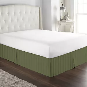 Falda de cama de marca de 1 pieza AU Select longitud de caída talla y rayas de musgo TC - Imagen 1 de 7