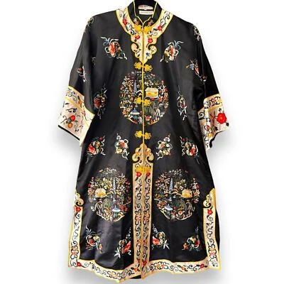 Vintage Chinese ESME Embroidered 100% Silk Circa 1950's Mandarin Kimono Robe L - Image 1 of 4