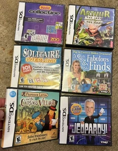 Nintendo DS Lot of 6 Games Solitaire Arthur Fabulous Finds Curious Village Jeopa - Picture 1 of 7