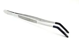 Rubber-Tip Tweezers with Bent Tip–PVC Coated for Jewelry, Hobby & Craft Project - Picture 1 of 3