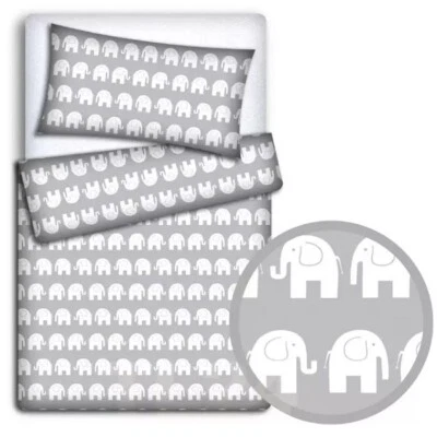 2Pc Baby Bedding Set 135x100 cm Elephants Grey - Image 1 of 2