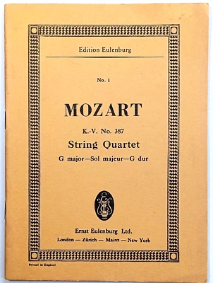 MOZART - String Quartet in G major- KV 387  - Edition Eulenburg study score - Image 1 of 2