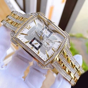 Bulova Crystal Chronograph White Dial Two Tone Steel Strap Watch for Men 98C10 - Picture 1 of 4