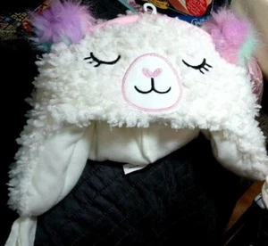 Fun Lamb Hoodie Hat With Cute Face & Ears New with tags White Pink Green - Picture 1 of 4