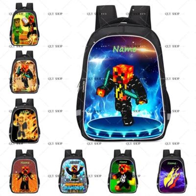Preston Play Personalised School Bag Backpack Boys Girls Kids Black Book Bag - Image 1 of 3