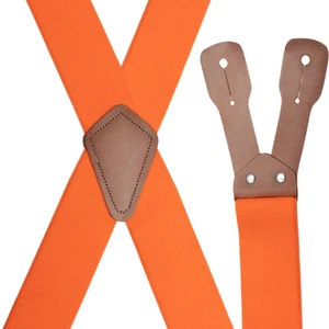 Suspendedores para hombre - anchos industriales no elásticos, X con orejas de cuero, hechos en EE. UU. - Imagen 1 de 20