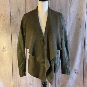 Blank NYC Open Style Jacket, Medium, Green, Lined, Zip Pockets, Faux Leather - Picture 1 of 8