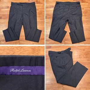 Pantalones de vestir Ralph Lauren etiqueta púrpura frente plano pestañas laterales lana para hombre W36/L27 - Imagen 1 de 15