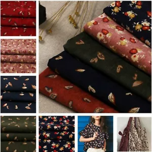 Floral Fabric Corduroy 100x150cm Print Cloth for Dress Clothes DIY Crafts - Picture 1 of 20