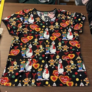 Sesamstraße Cherokee Scrubs Tooniforms Weihnachten V-Ausschnitt Top X-Large NEU - Bild 1 von 5