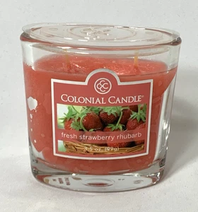 Colonial Candle Fresh Strawberry Rhubarb Scented Jar Candle Pink 2 Wick 3.5 oz - Picture 1 of 3