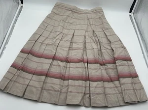 VTG The Edinburgh Woollen Mill Tan Tartan Pleated Midi Kilt Skirt Size 14 EUC - Picture 1 of 9