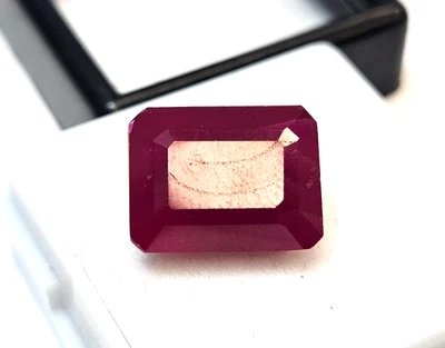 Bixbite Beryl 8 Ct Red Emerald Cut Ring Size Making Natural Loose Gemstone - Image 1 of 4