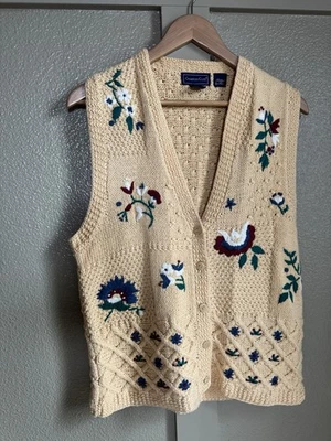 Chaleco Suéter Floral Charter Club Vintage Tejido a Mano (Talla S) Foto 1 de 4