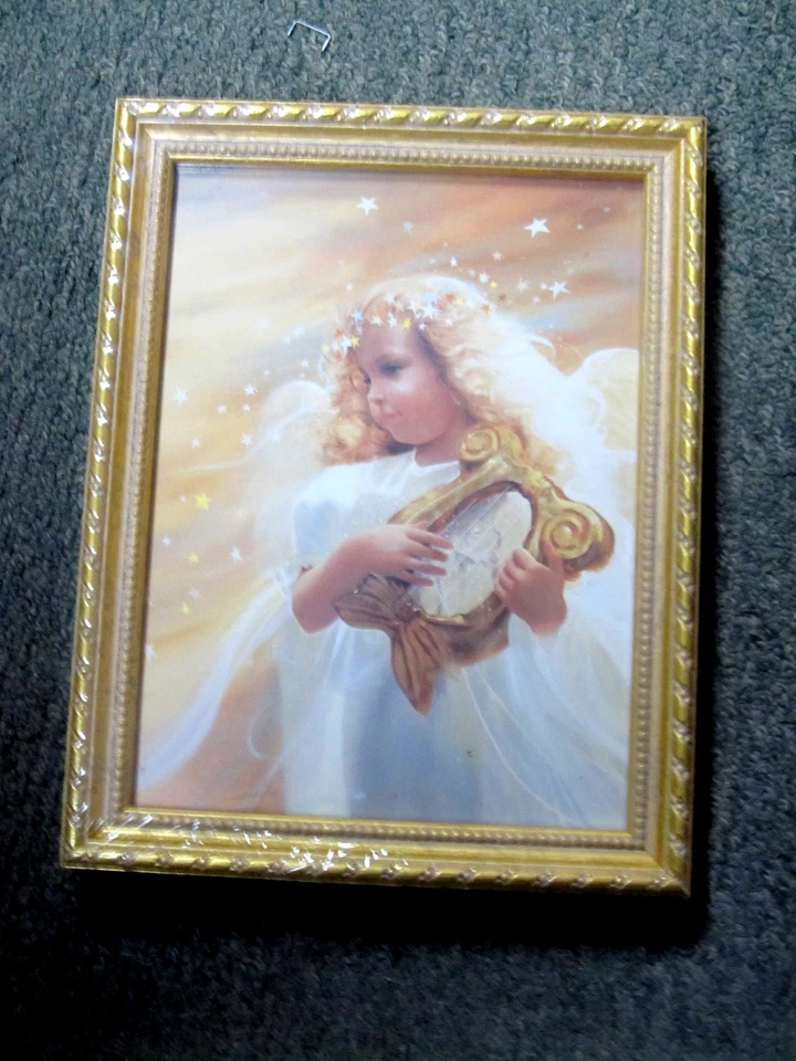 Litografía enmarcada HARP SONG Donald Zolan (1993) arte impreso niños 8"x6" Foto 1 de 1