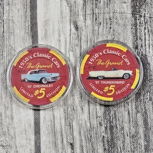 Vintage Ballys Atlantic City Jersey '57 Chevy Thunderbird $5 Poker Chip Limited - Picture 1 of 5
