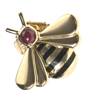 卡地亚红宝石 18k 黄金黑色漆蜂昆虫胸针复古 2 克 17 毫米 — 第 1/4 张图片