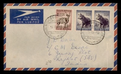 DR WHO 1959 SOUTH AFRICA PRETORIA SLOGAN CANCEL AIRMAIL TO INDIA PAIR w17371 - Image 1 of 2