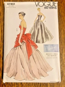 Vogue V1931 Reissue 1957 Design Evening Dress & Overbodice w/ Pannier 8-16 NEW - Picture 1 of 3